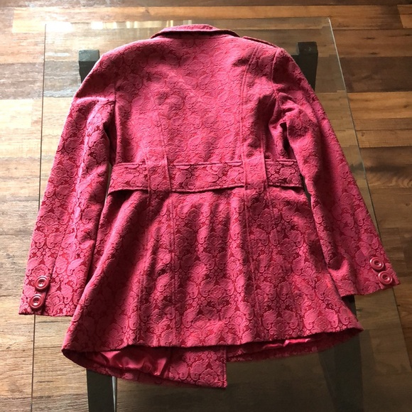 Papillon, Red Double Breasted Trench Coat, Size Small - Picture 2 of 9